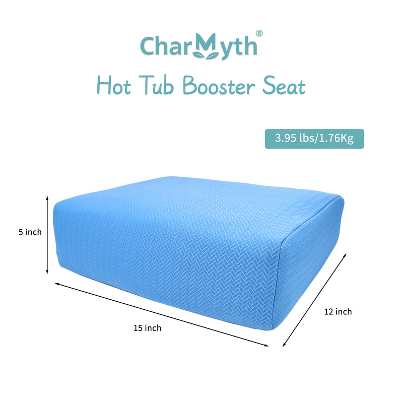 Charmyth Hot Tub Booster Seat with Non-Slip Micro Dot Bottom and 6 Weighted Sections, 15 x 12 x 5 Inches Seat Cushion, Quick Drying Hot Tub SPA Pillow Seat Hot Tub Accessories for Indoor Outdoor