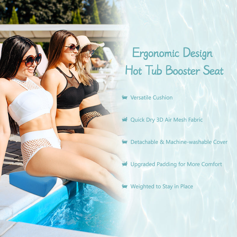 Charmyth Hot Tub Booster Seat with Non-Slip Micro Dot Bottom and 6 Weighted Sections, 15 x 12 x 5 Inches Seat Cushion, Quick Drying Hot Tub SPA Pillow Seat Hot Tub Accessories for Indoor Outdoor