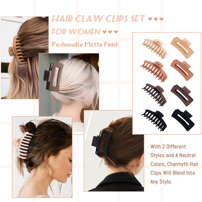 Big Hair Claw Clips 4 Inch Non Slip Large Claw Clip for Women Thin Hair,  90's Strong Hold Hair Clips(4 Packs)