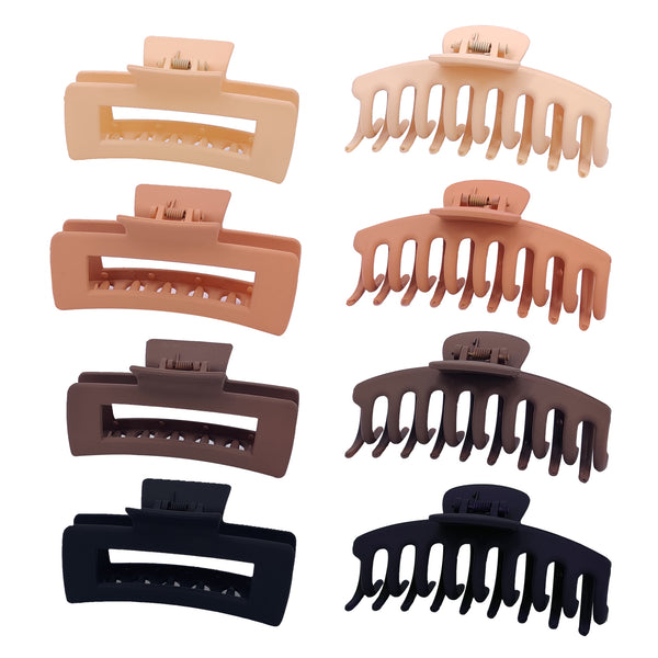 Charmyth Large Hair Claw Clips for Women 8 Pack 4.3" Fashion Matte Hair Clip for Thin Thick Curly Hair, 2 Styles Strong Hold Non Slip Hair Clips for Girls, 90's Vintage Jaw Clips