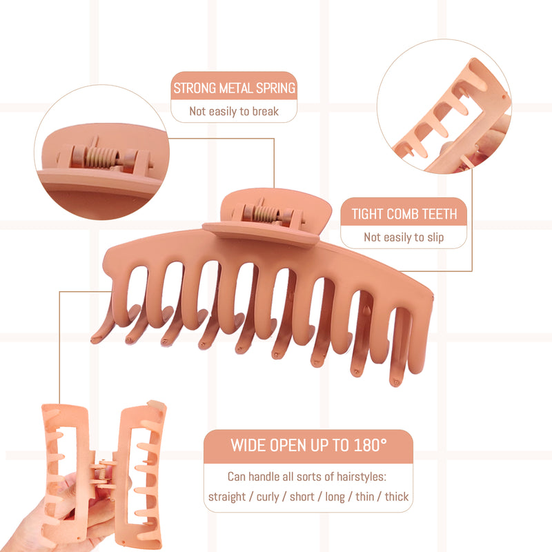 Charmyth Large Hair Claw Clips for Women 8 Pack 4.3" Fashion Matte Hair Clip for Thin Thick Curly Hair, 2 Styles Strong Hold Non Slip Hair Clips for Girls, 90's Vintage Jaw Clips